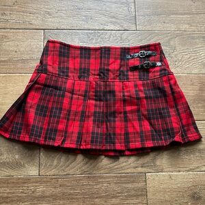 Vintage Y2K Abbey Dawn Avril Lavigne Punk Emo Red Plaid Skirt Size 7